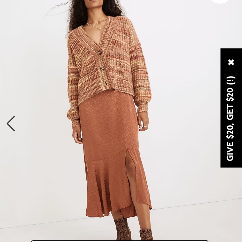 Madewell Flounce-Hem Midi Skirt in Cheetah Jacquard